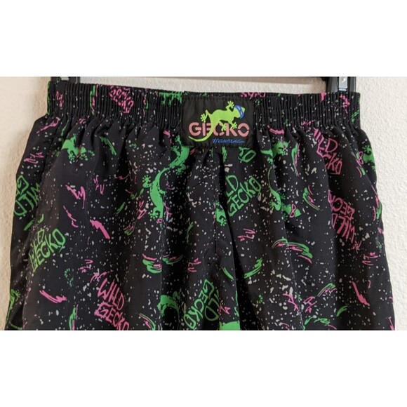 GECKO Hawaii Neon Splatter Gecko Print Beach Pant 100% Nylon Size Small - Picture 2 of 13